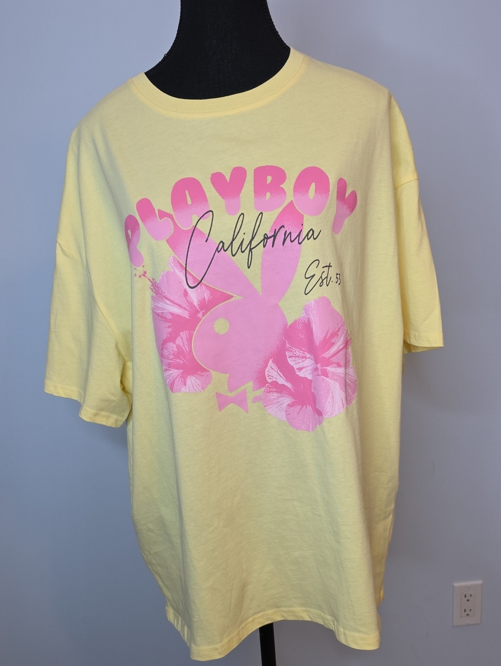 mandee Playboy Yellow Short Sleeve Tee with Graphics On Front And Back